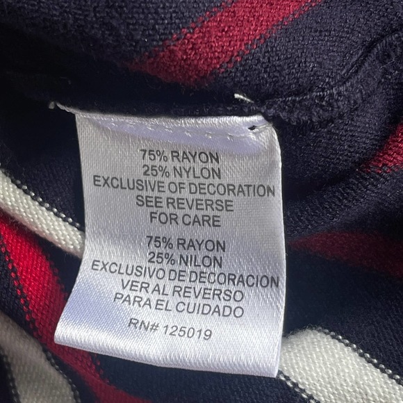 Joseph A Sweater Womens Extra Large XL Blue Red Striped Ruffle Zip Sleeve NEW - Picture 7 of 11